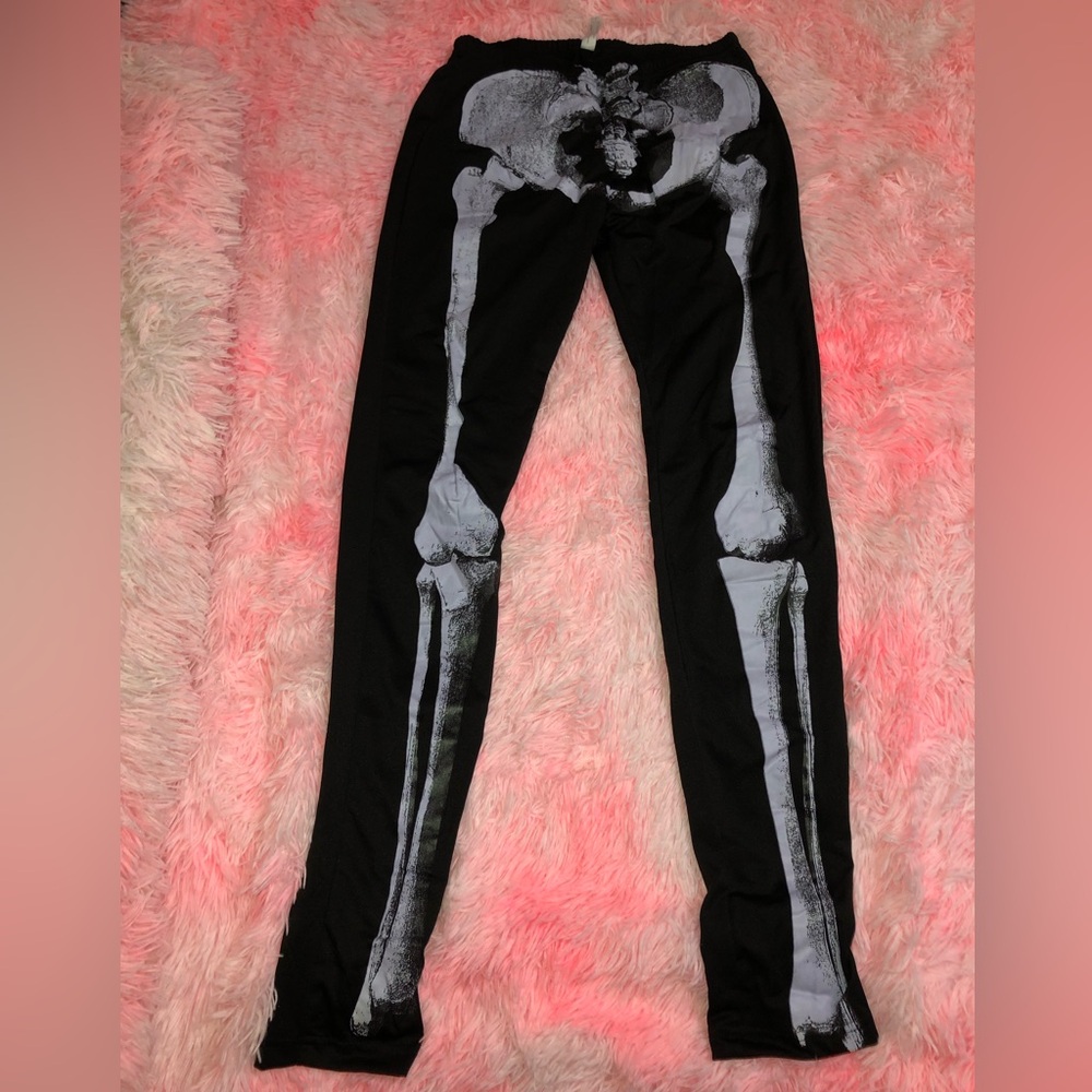 Amscan Bare Bones Leggings Adult Small 2-4 Skeleton Costume Halloween Pants